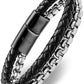Black Leather & Silver Box Chain Bracelet