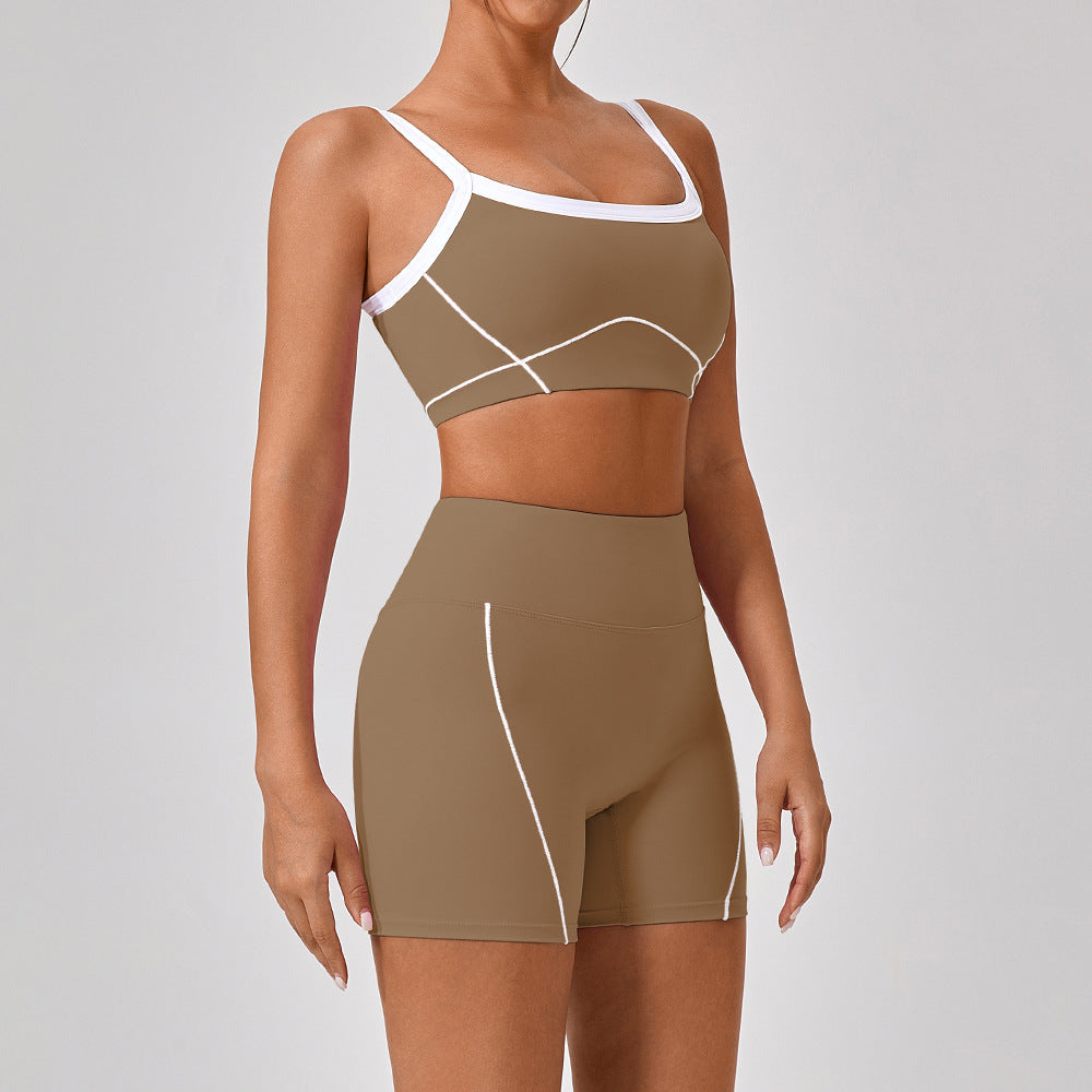 Women’s Spaghetti Strap Contrast Yoga Fitness Set