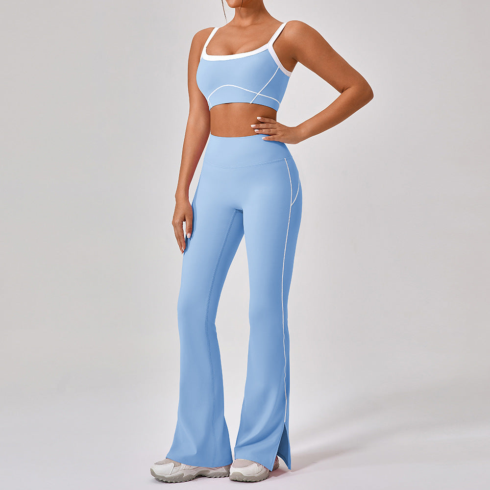 Women’s Spaghetti Strap Contrast Yoga Fitness Set