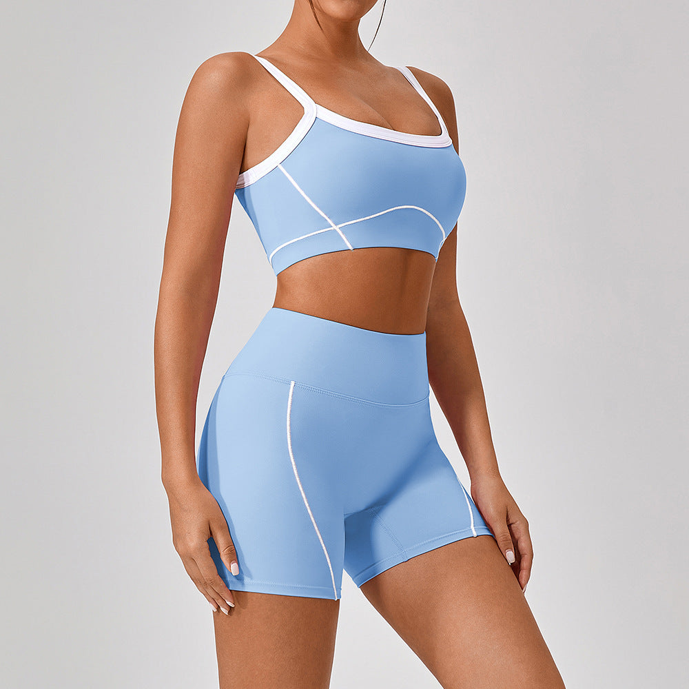 Women’s Spaghetti Strap Contrast Yoga Fitness Set