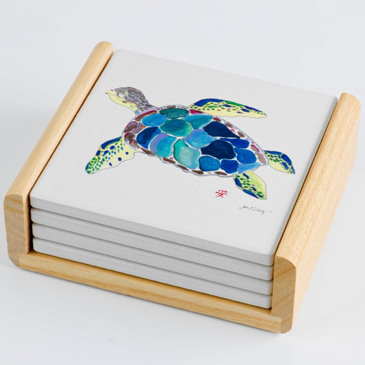 Sea Turtle Coaster (4x4) – Coastal & Table Accents