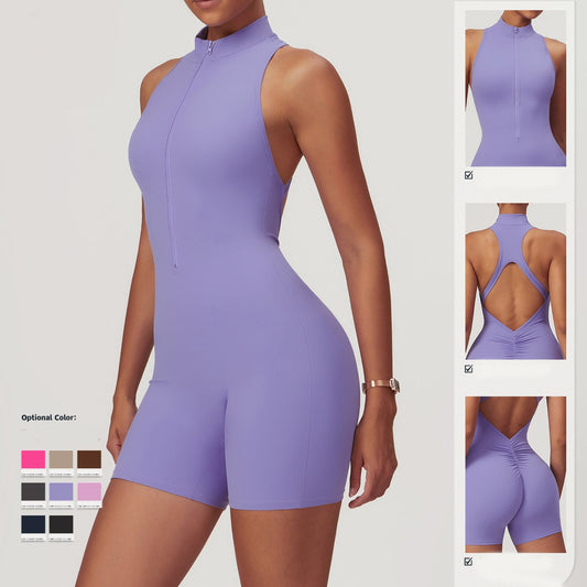 Women’s Backless Zipper Fitness Yoga Jumpsuit