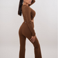 I Am Present Brown Stretch Flare Legging