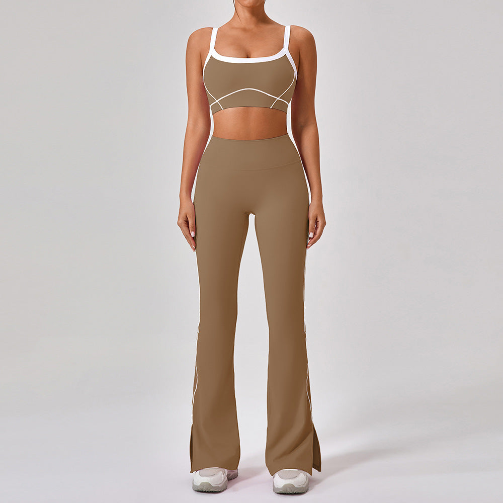 Women’s Spaghetti Strap Contrast Yoga Fitness Set