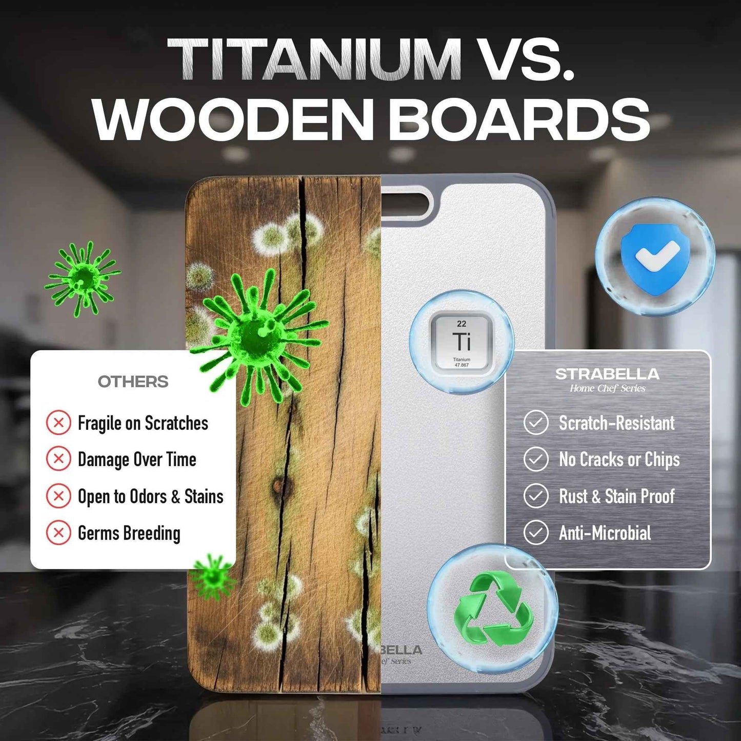 Titanium Antibacterial Cutting Board – Holiday Gift Set