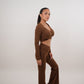 I Am Present Brown Stretch Flare Legging