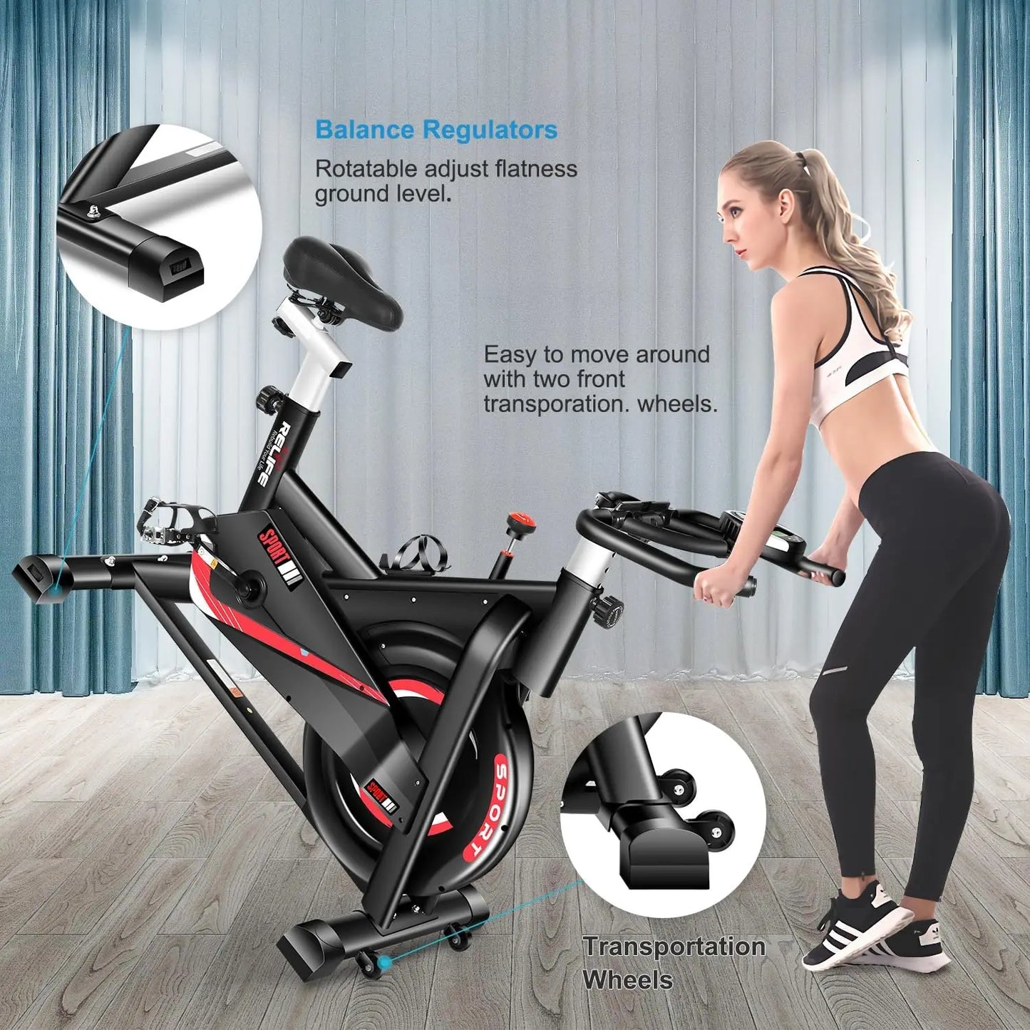 Indoor Exercise Bike with Flywheel & Adjustable Resistance
