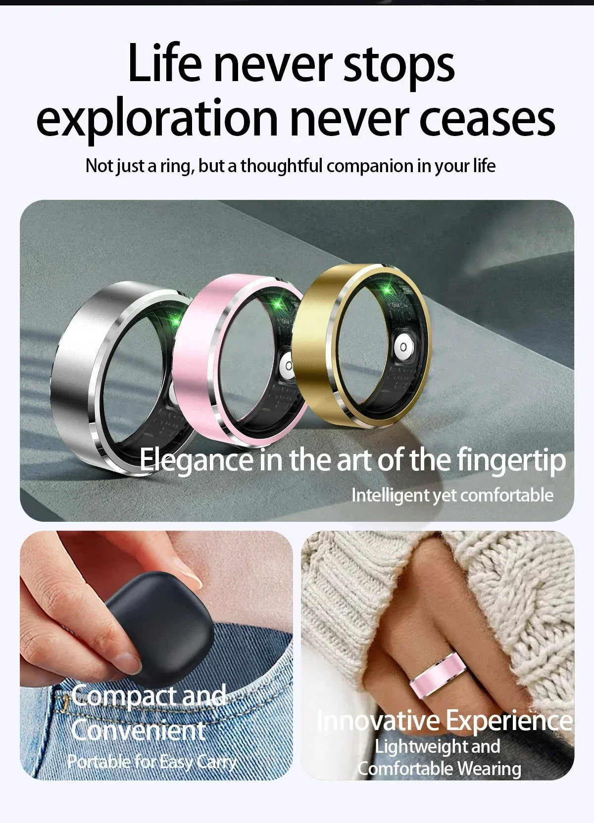 Smart Ring Heart Rate Blood Oxygen Fitness Tracker