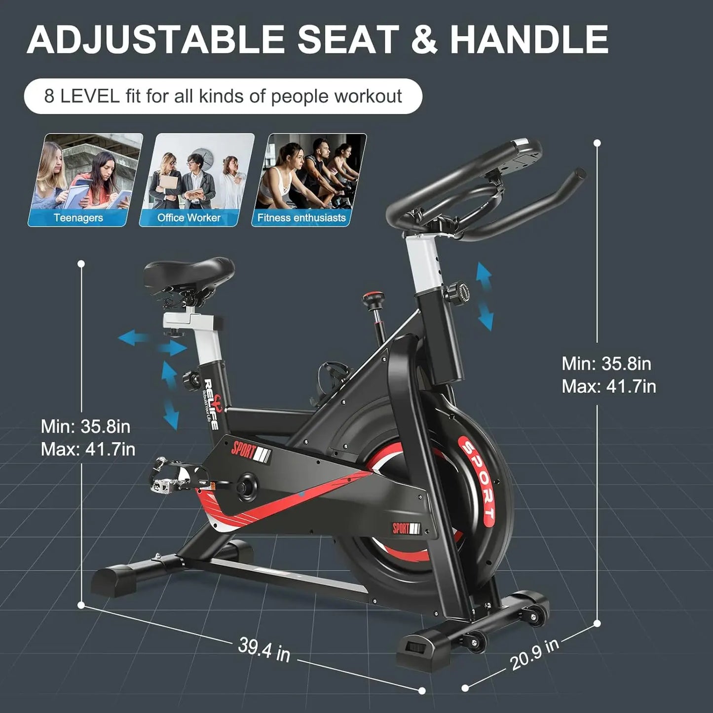 Indoor Exercise Bike with Flywheel & Adjustable Resistance