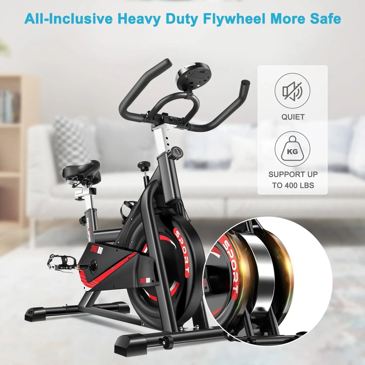 Indoor Exercise Bike with Flywheel & Adjustable Resistance