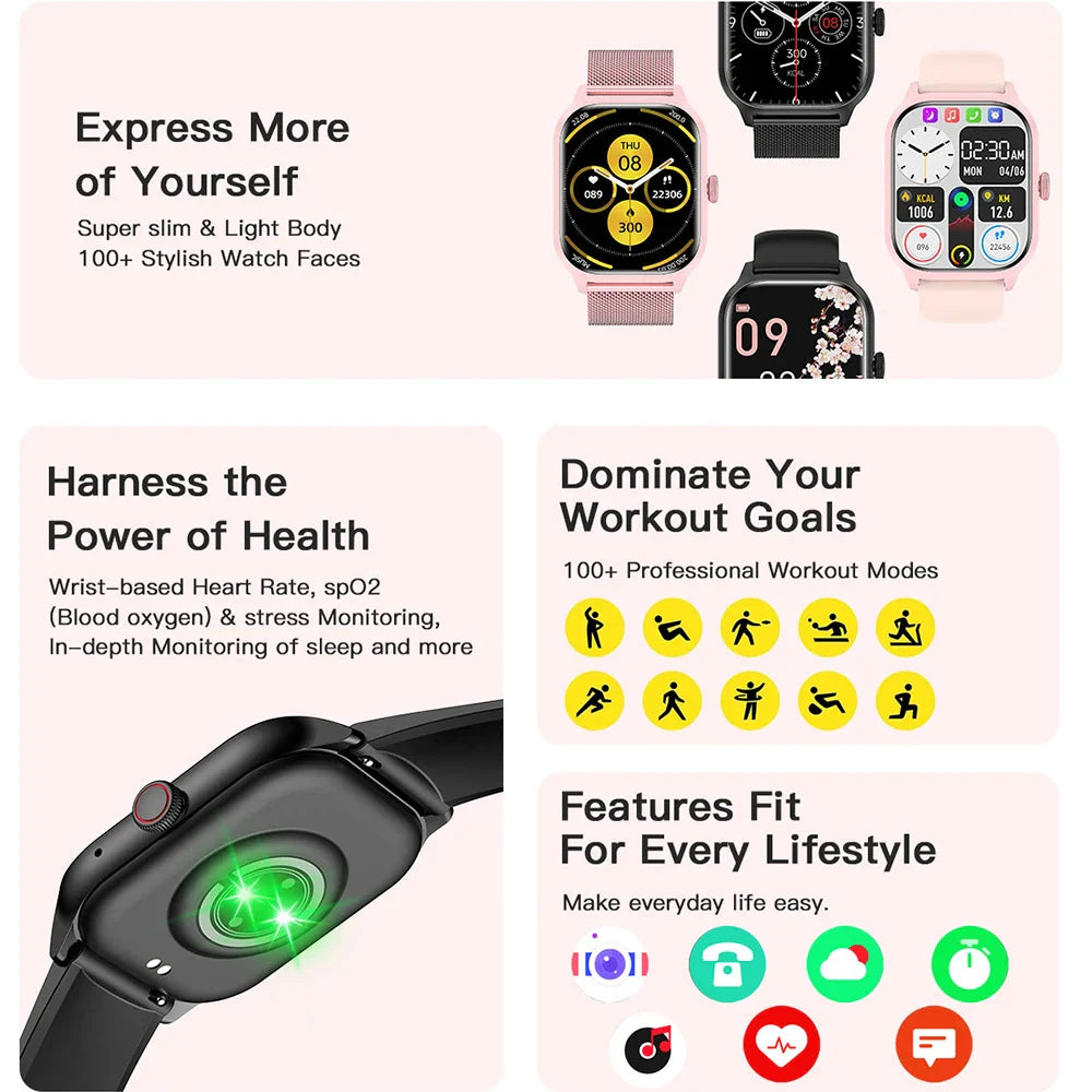 LT10 2024 Smartwatch – Android Bluetooth Fitness Tracker