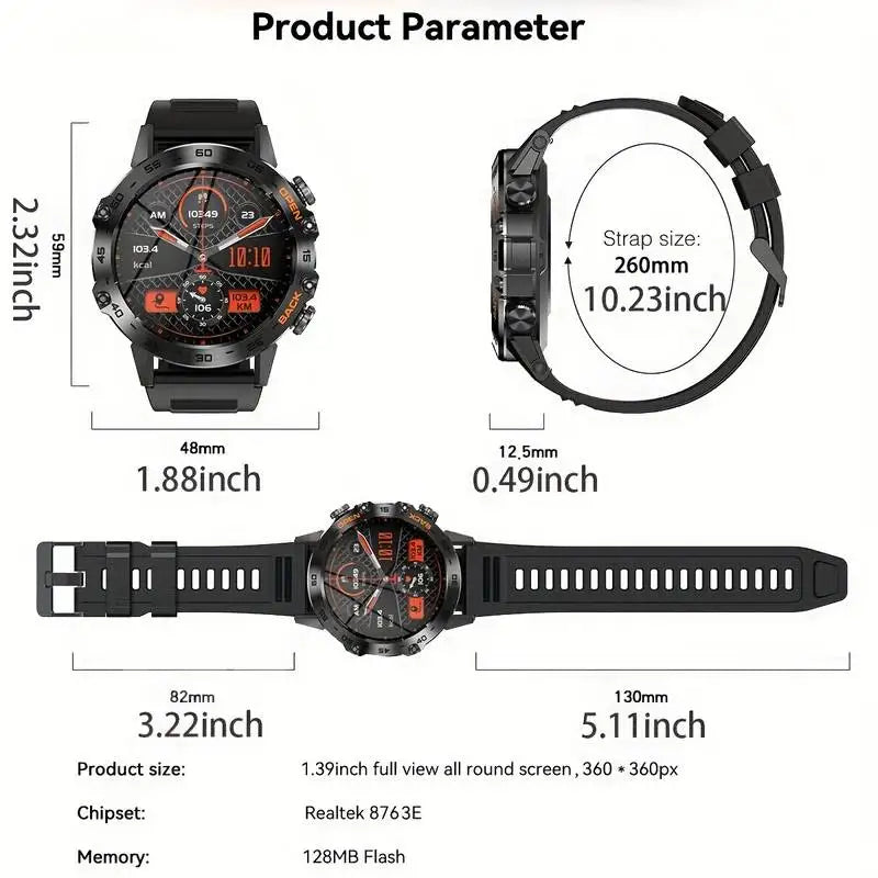 Steel 1.39" Bluetooth Call Smartwatch – K52