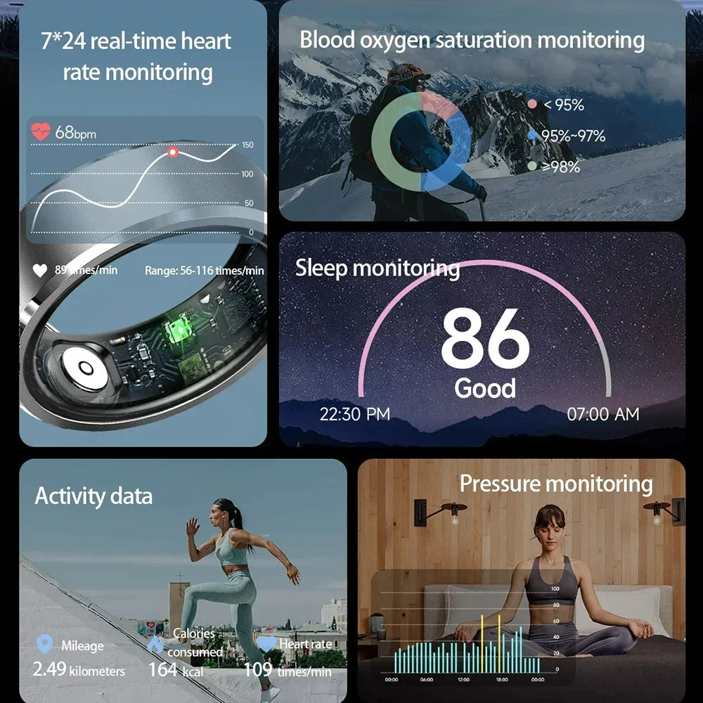Smart Ring Heart Rate Blood Oxygen Fitness Tracker