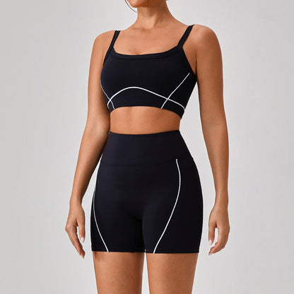 Women’s Spaghetti Strap Contrast Yoga Fitness Set