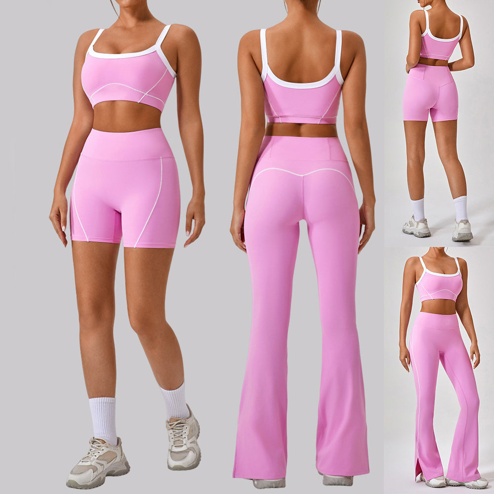 Women’s Spaghetti Strap Contrast Yoga Fitness Set