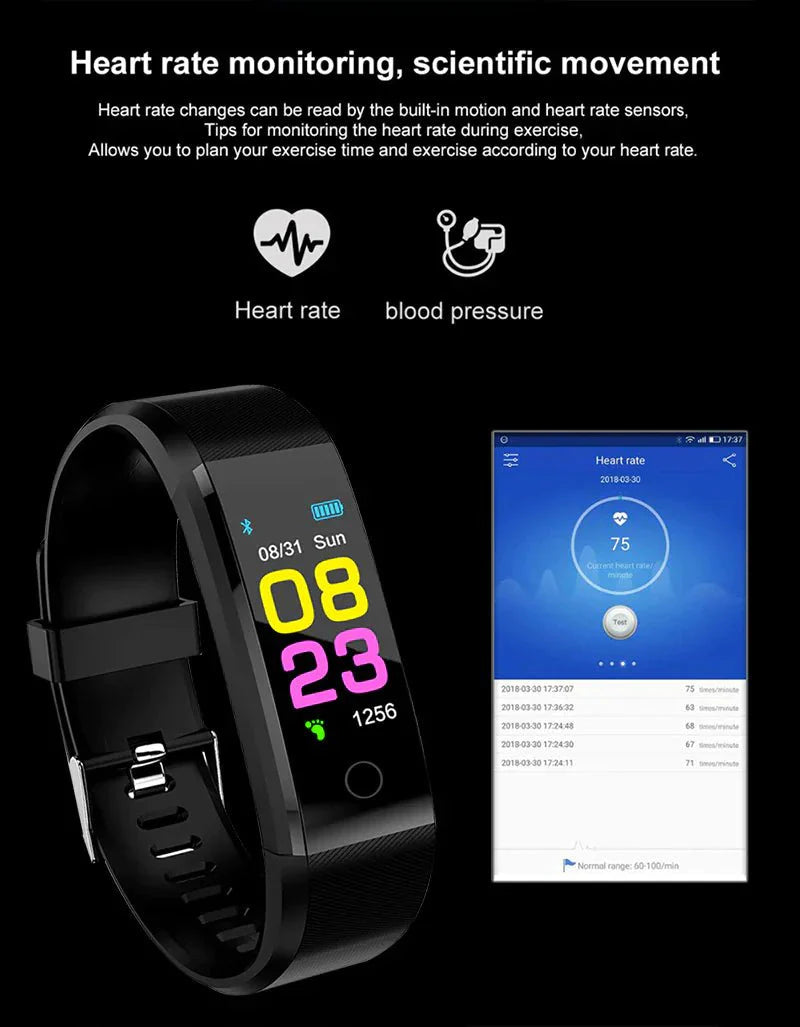 IP67 Waterproof Fitness Tracker Smartwatch – Heart Rate & Multi-Sport