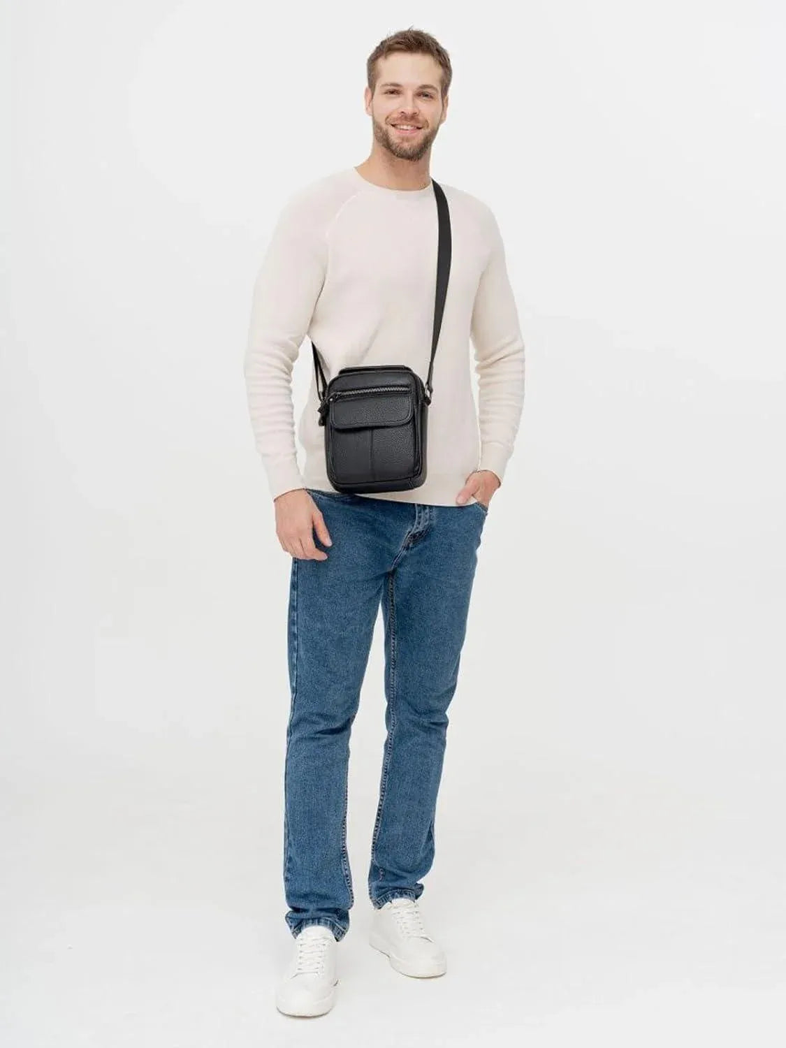 Leather Compact Crossbody Sling Bag – Sleek & Minimal