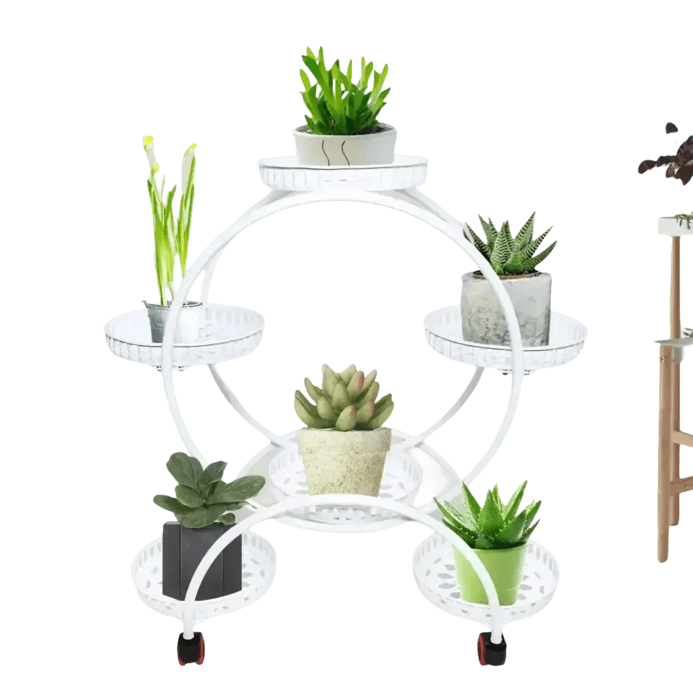 Black Metal Plant Stands Six Tier Circular Design