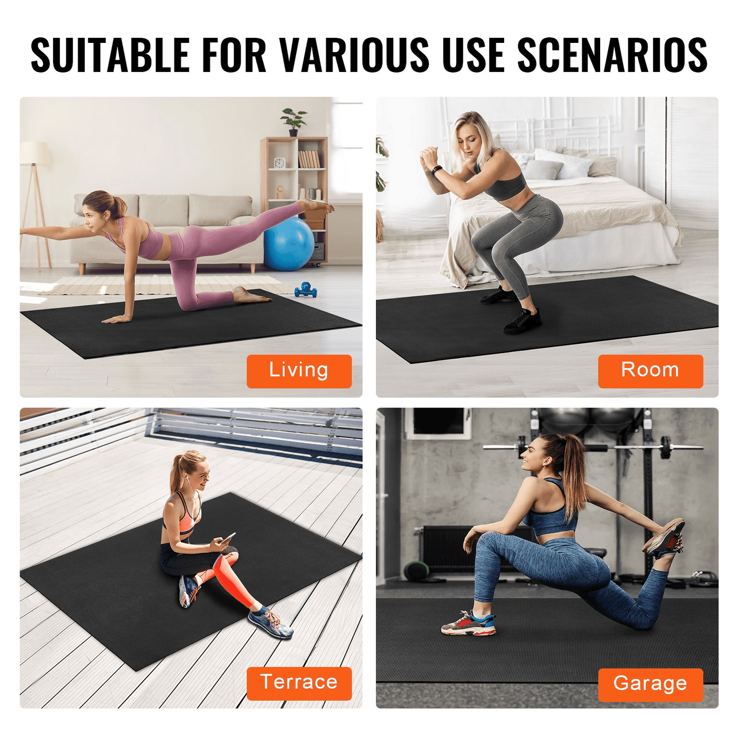 Large Non-Slip Exercise Mat 7×5 ft for Home Gym & Yoga