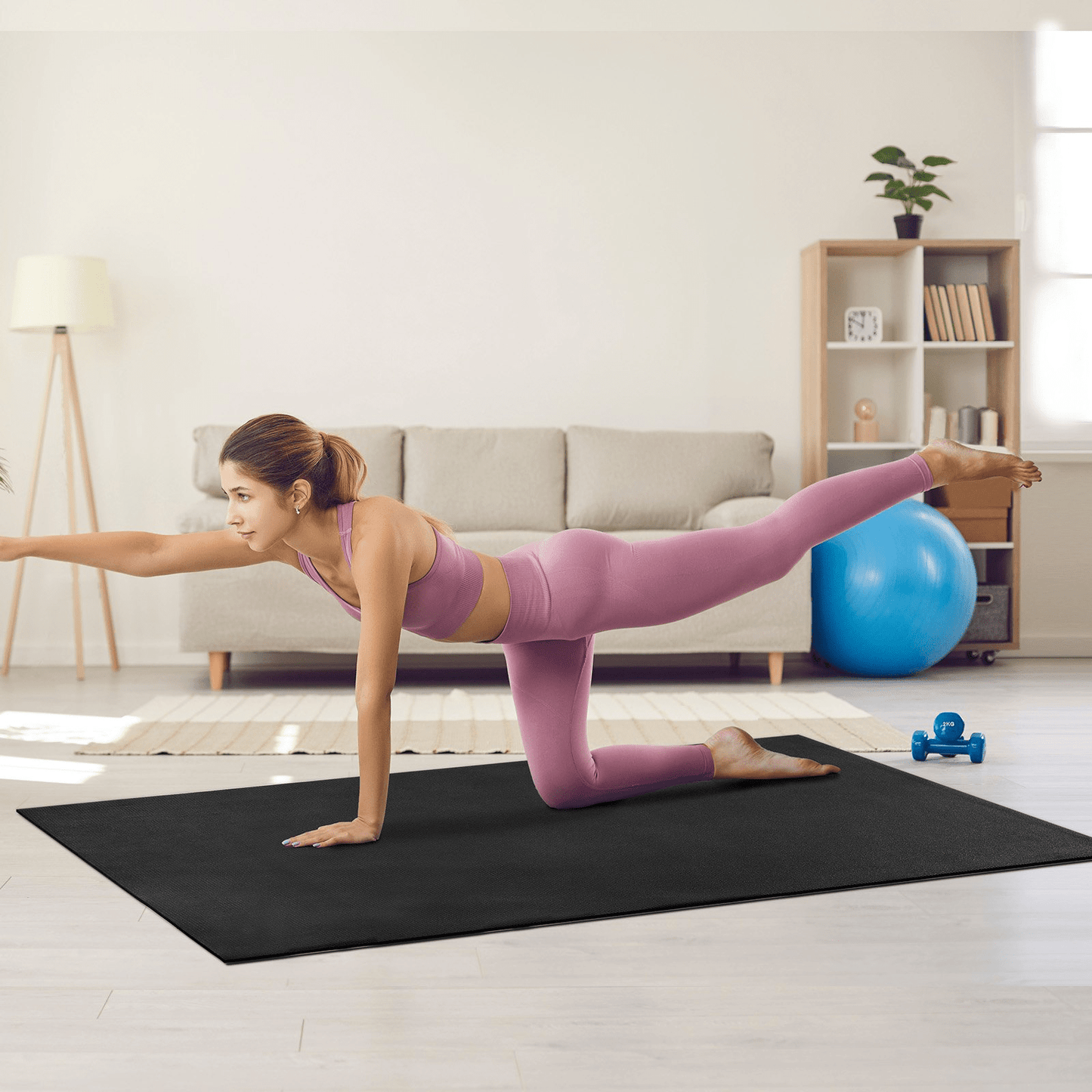 Large Non-Slip Exercise Mat 7×5 ft for Home Gym & Yoga